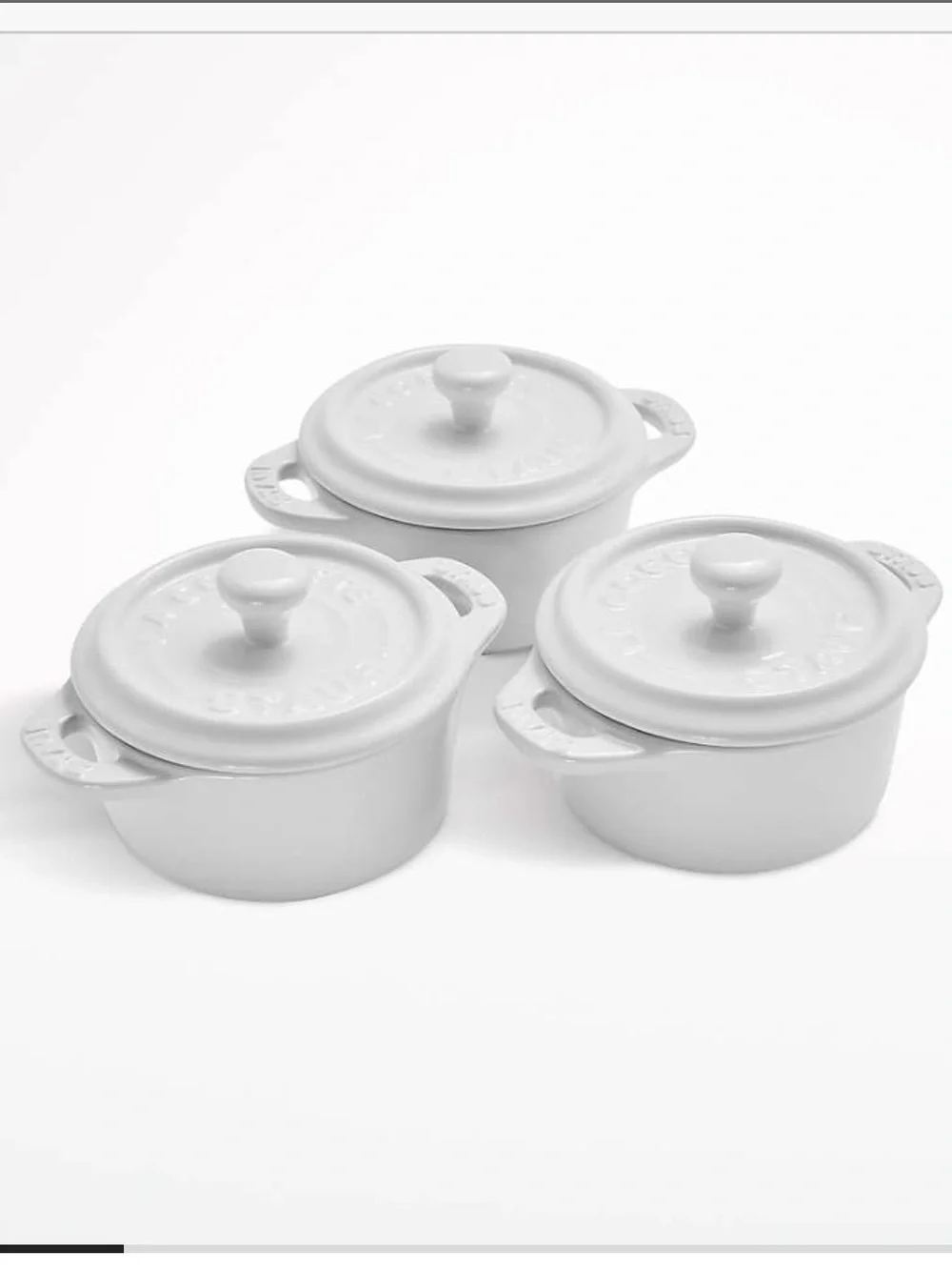 Staub White Round Mini Cocottes, Set of 3